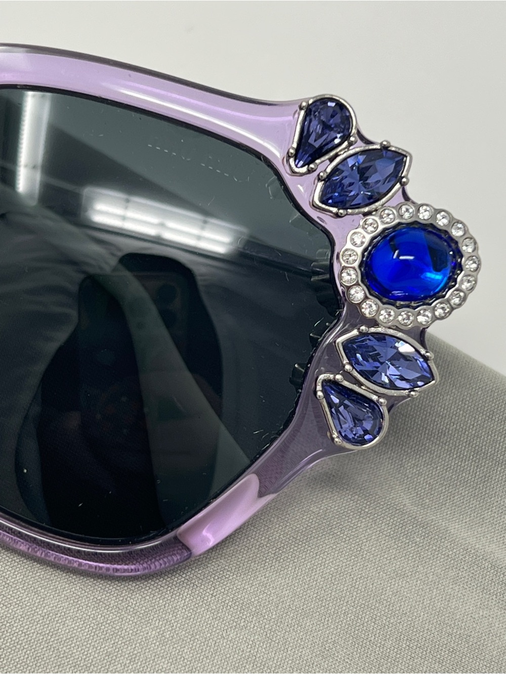 Miu Miu 51MM Crystal-Embellished Square Sunglasses in Lilac - Picture 4 of 10